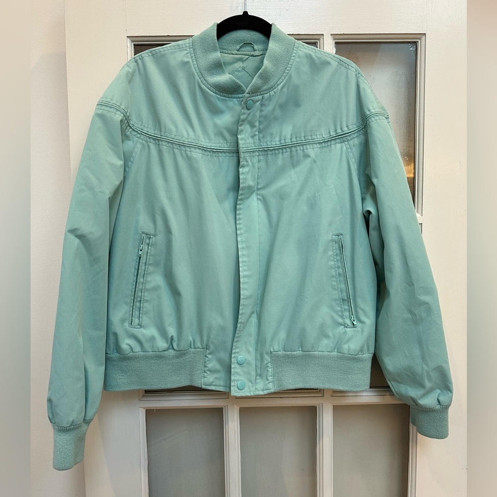 Vintage Arnold Palmer Arnie Mint Green Teal Women’s Bomber Jacket Size Large